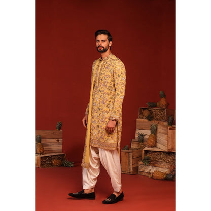 KALPRAAG Vardhan Haldi Yellow Kurta with Patiala Pant and Dupatta