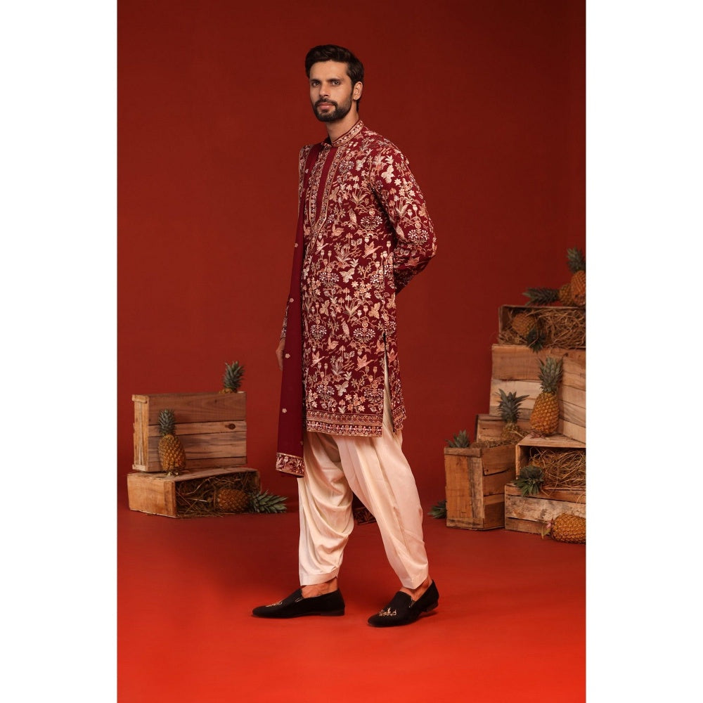 KALPRAAG Dhrita Maroon Kurta with Patiala Pant and Dupatta