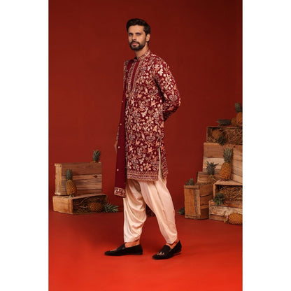 KALPRAAG Dhrita Maroon Kurta with Patiala Pant and Dupatta
