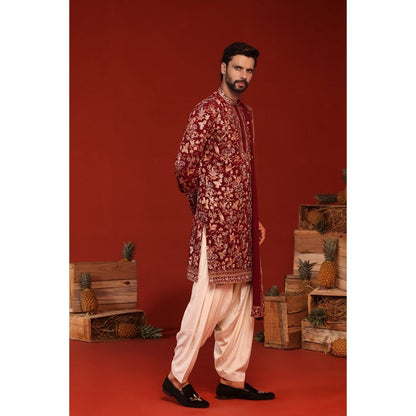 KALPRAAG Dhrita Maroon Kurta with Patiala Pant and Dupatta