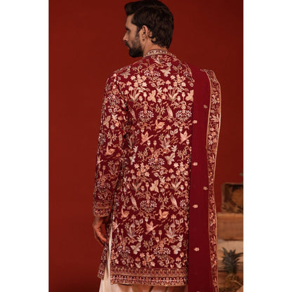 KALPRAAG Dhrita Maroon Kurta with Patiala Pant and Dupatta