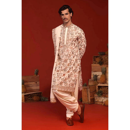 KALPRAAG Sarang Ivory Kurta with Patiala Pant and Dupatta