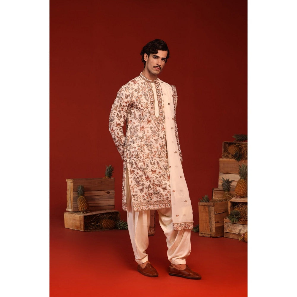 KALPRAAG Sarang Ivory Kurta with Patiala Pant and Dupatta
