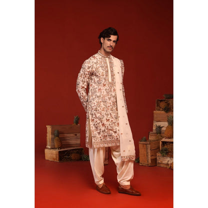 KALPRAAG Sarang Ivory Kurta with Patiala Pant and Dupatta