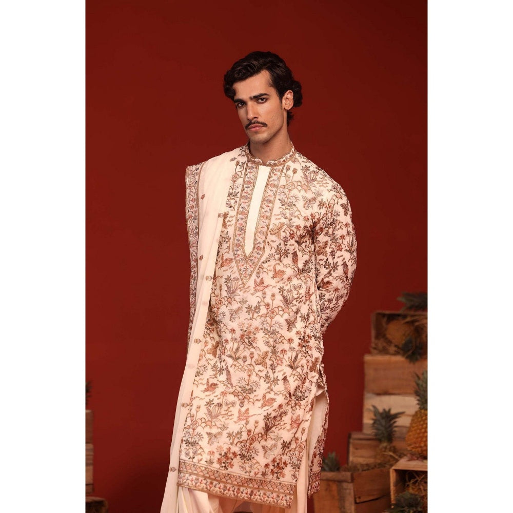 KALPRAAG Sarang Ivory Kurta with Patiala Pant and Dupatta