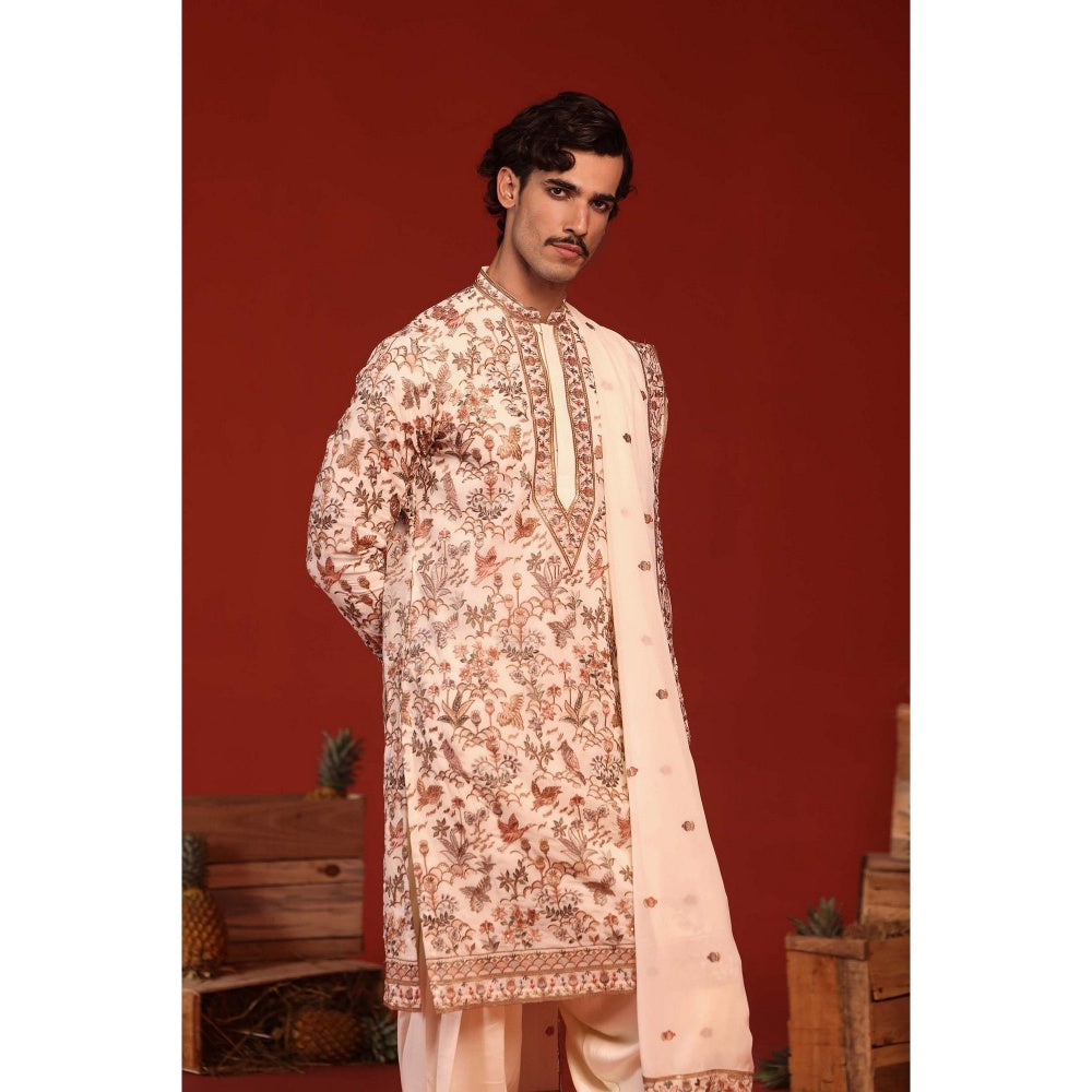 KALPRAAG Sarang Ivory Kurta with Patiala Pant and Dupatta