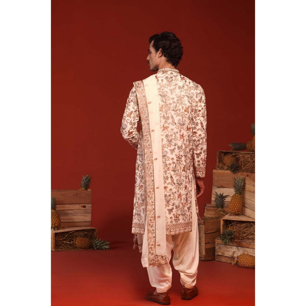 KALPRAAG Sarang Ivory Kurta with Patiala Pant and Dupatta