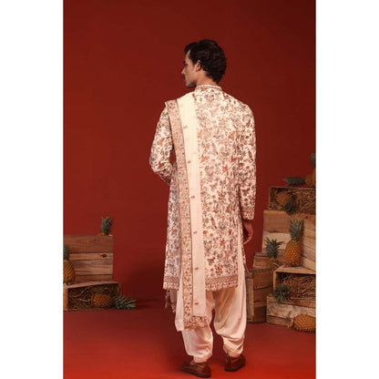 KALPRAAG Sarang Ivory Kurta with Patiala Pant and Dupatta