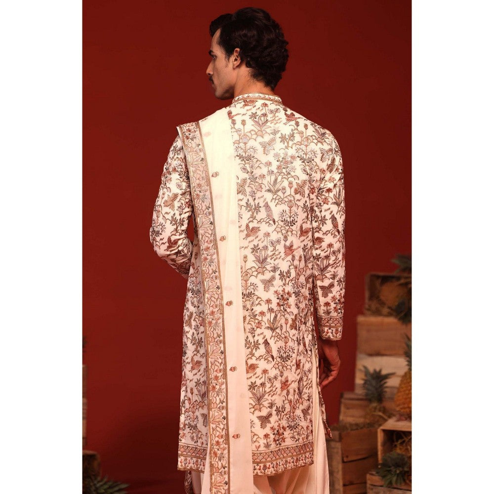 KALPRAAG Sarang Ivory Kurta with Patiala Pant and Dupatta