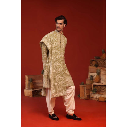 KALPRAAG Mrityunjay Mehandi Green Kurta with Patiala Pant and Dupatta