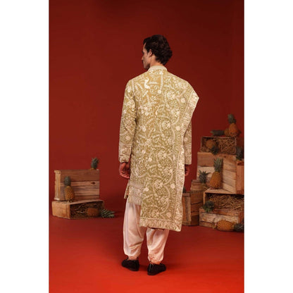 KALPRAAG Mrityunjay Mehandi Green Kurta with Patiala Pant and Dupatta