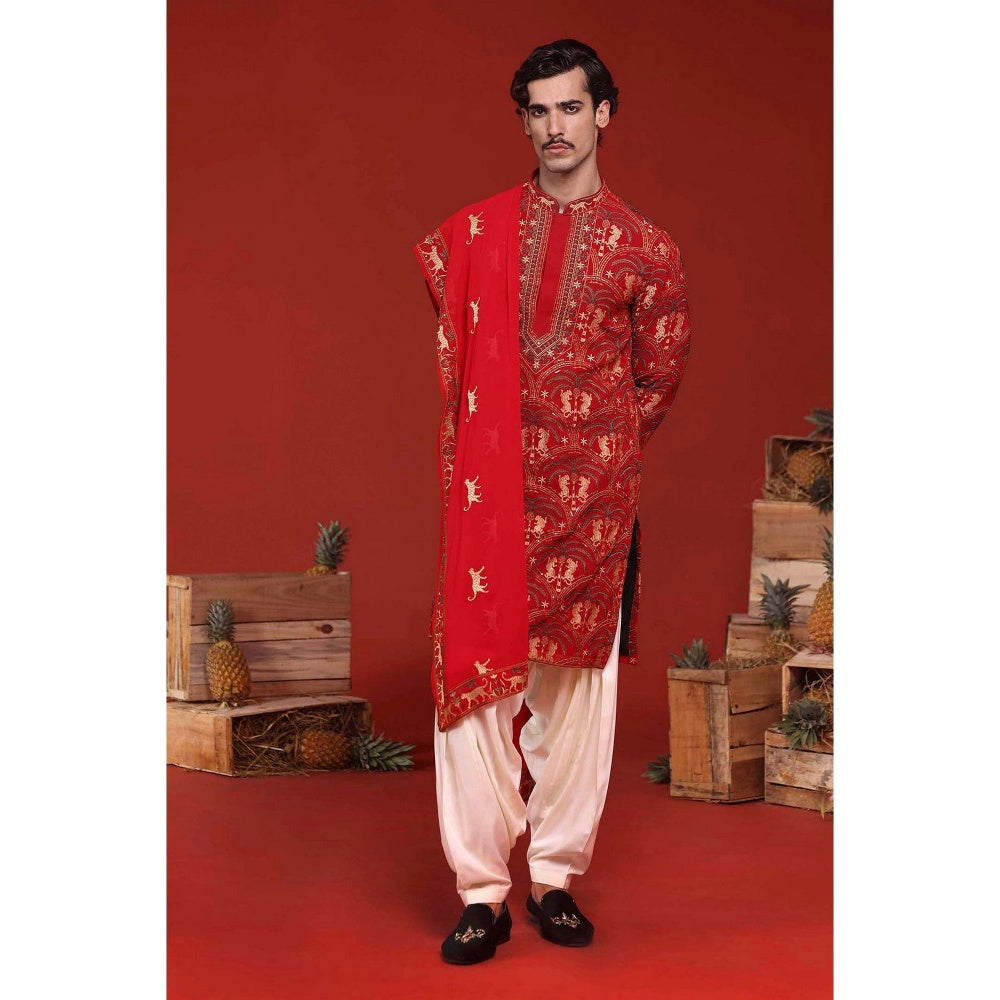 KALPRAAG Shikhar Maroon Kurta with Patiala Pant and Dupatta