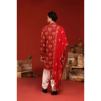 KALPRAAG Shikhar Maroon Kurta with Patiala Pant and Dupatta