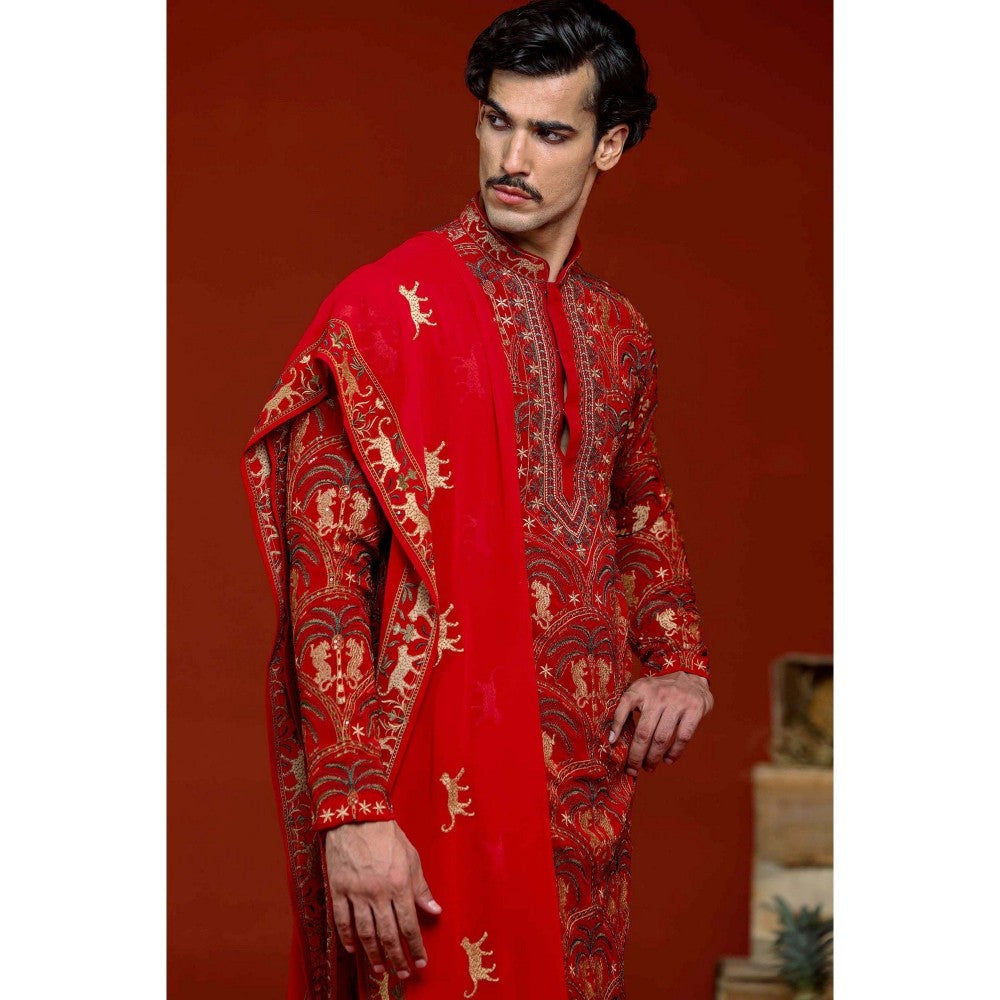 KALPRAAG Shikhar Maroon Kurta with Patiala Pant and Dupatta