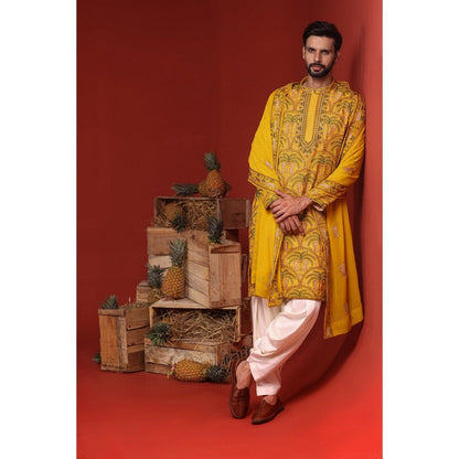 KALPRAAG Chaitanya Haldi Yellow Kurta with Patiala Pant and Dupatta