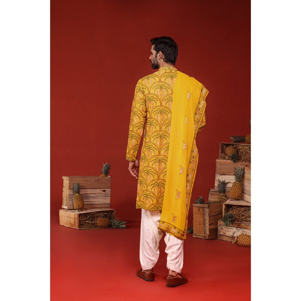 KALPRAAG Chaitanya Haldi Yellow Kurta with Patiala Pant and Dupatta