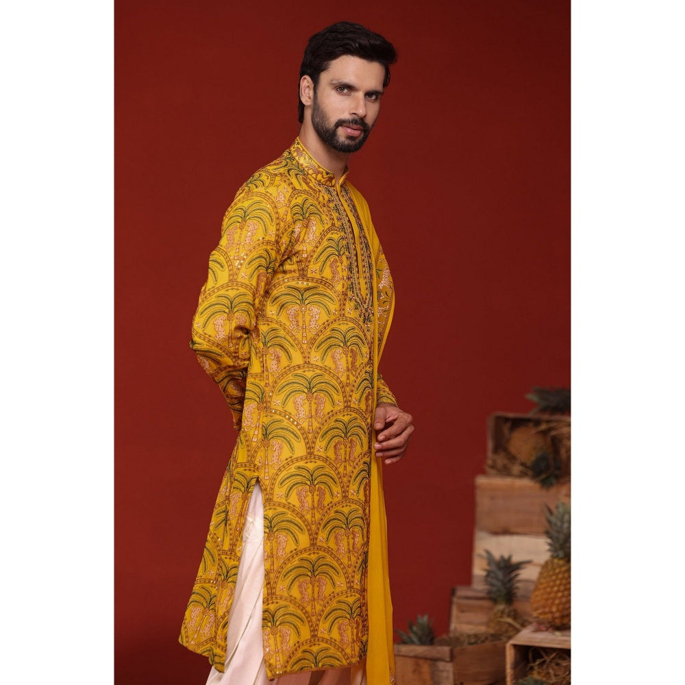 KALPRAAG Chaitanya Haldi Yellow Kurta with Patiala Pant and Dupatta