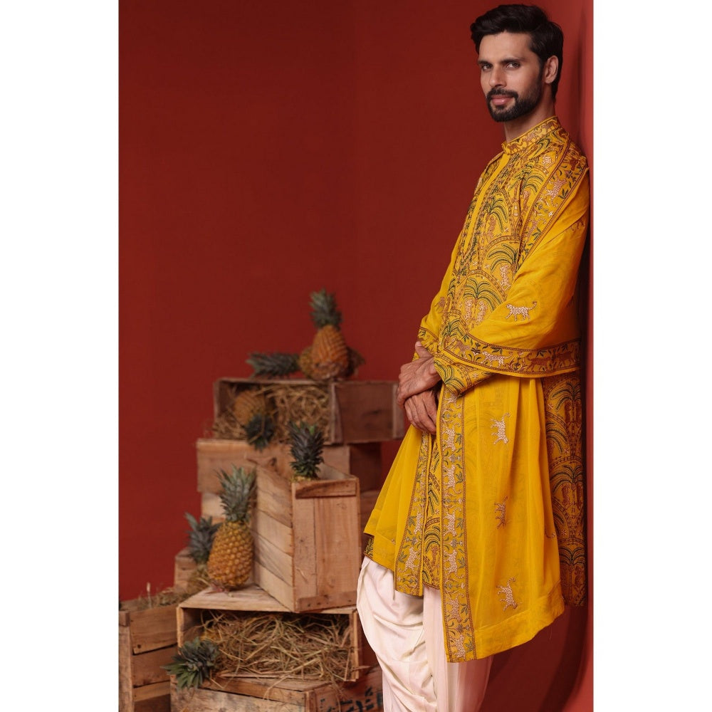 KALPRAAG Chaitanya Haldi Yellow Kurta with Patiala Pant and Dupatta