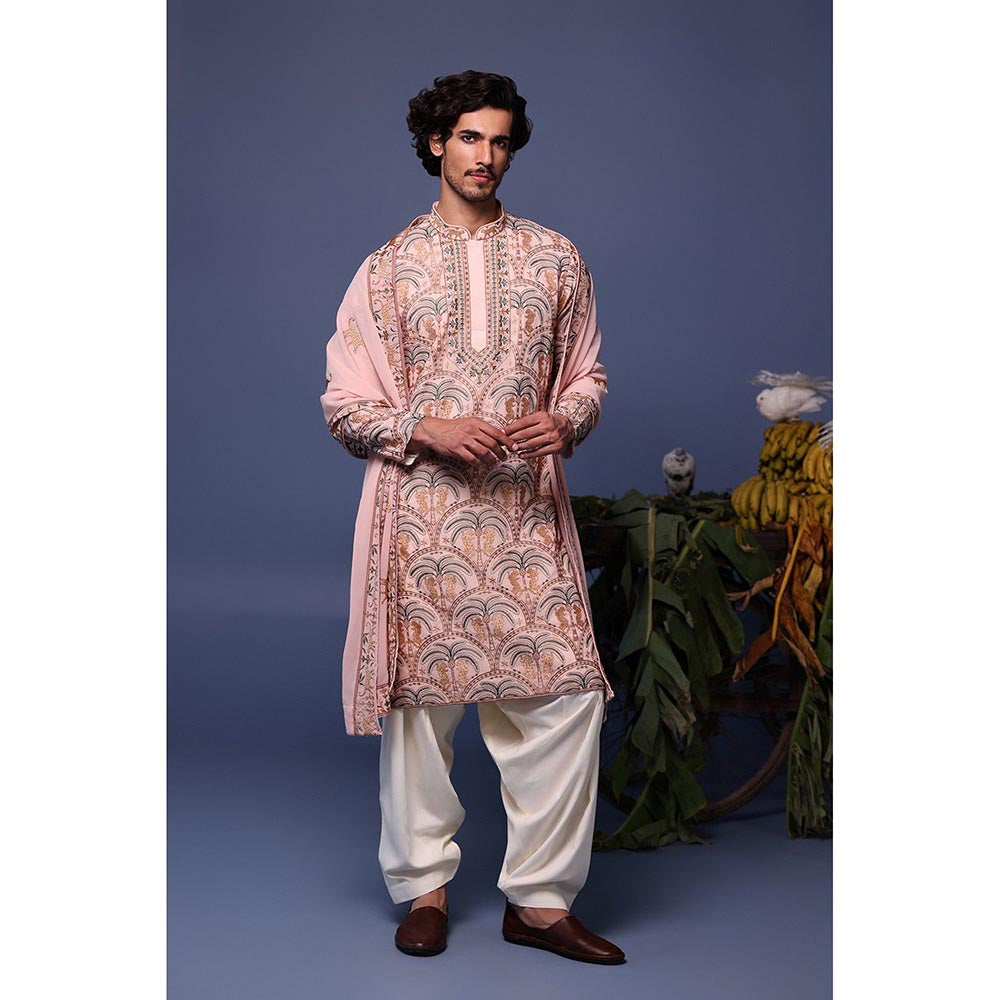 KALPRAAG Pink Viscose Embroidered Kurta with Salwar and Dupatta