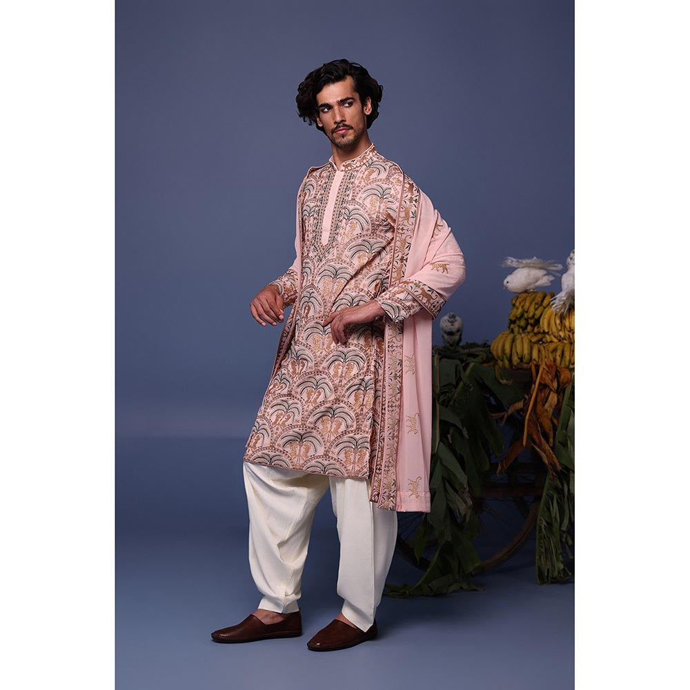 KALPRAAG Pink Viscose Embroidered Kurta with Salwar and Dupatta