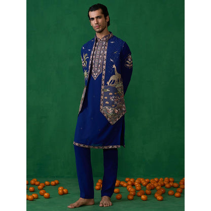 KALPRAAG Forest Blue Kurta with Jacket and Pant