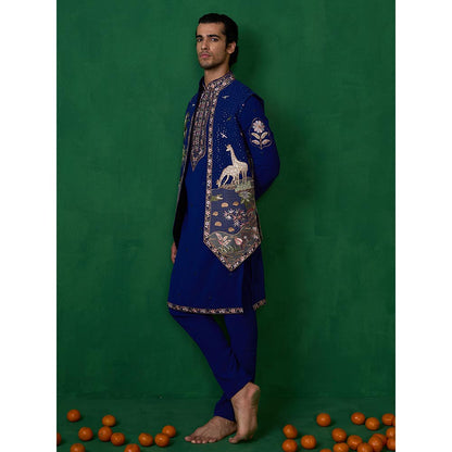KALPRAAG Forest Blue Kurta with Jacket and Pant