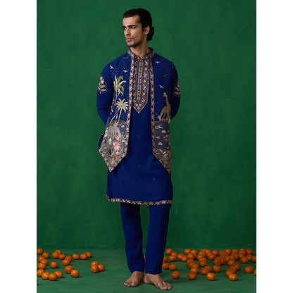 KALPRAAG Forest Blue Kurta with Jacket and Pant