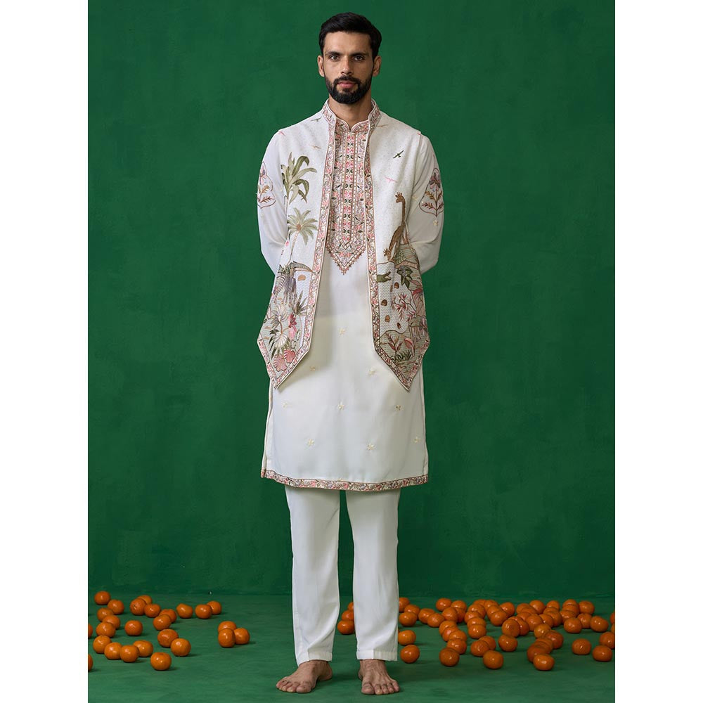 KALPRAAG Forest Ivory Kurta with Jacket and Pant