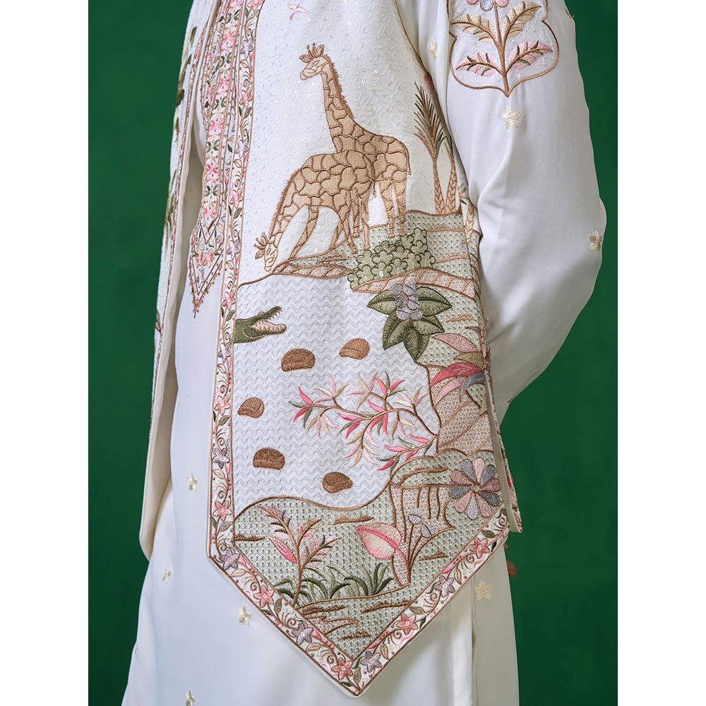 KALPRAAG Forest Ivory Kurta with Jacket and Pant