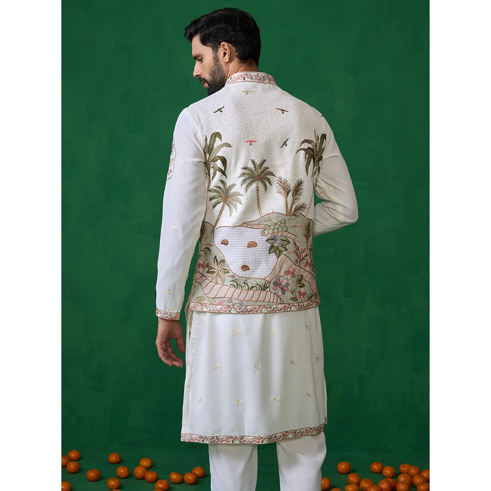 KALPRAAG Forest Ivory Kurta with Jacket and Pant