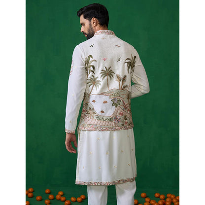 KALPRAAG Forest Ivory Kurta with Jacket and Pant
