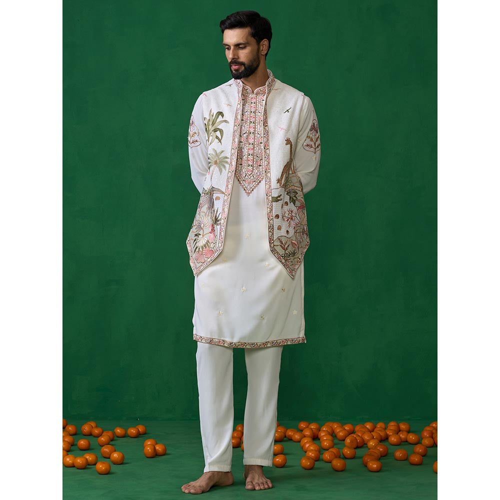 KALPRAAG Forest Ivory Kurta with Jacket and Pant