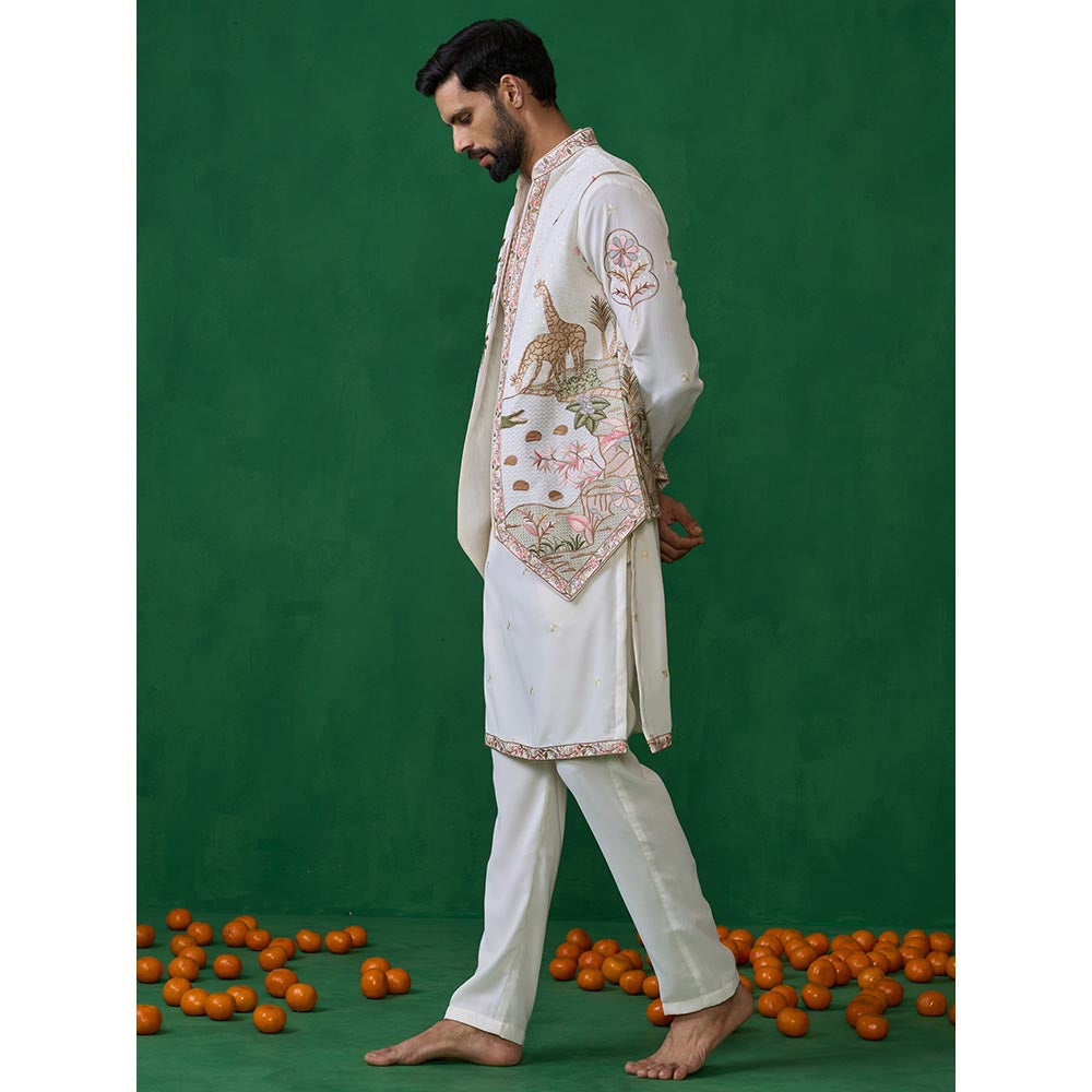 KALPRAAG Forest Ivory Kurta with Jacket and Pant