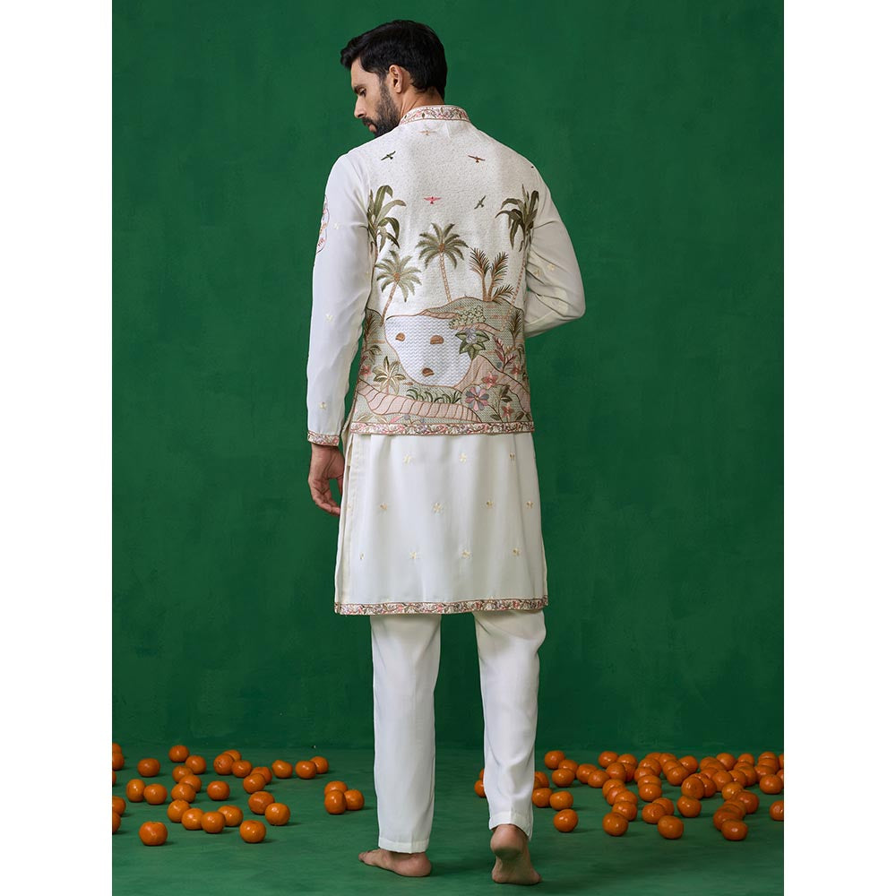 KALPRAAG Forest Ivory Kurta with Jacket and Pant