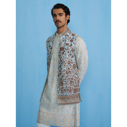 KALPRAAG Gulab Sky Kurta with Jacket and Pant