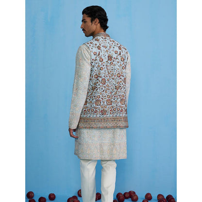 KALPRAAG Gulab Sky Kurta with Jacket and Pant