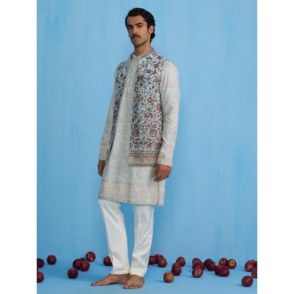 KALPRAAG Gulab Sky Kurta with Jacket and Pant