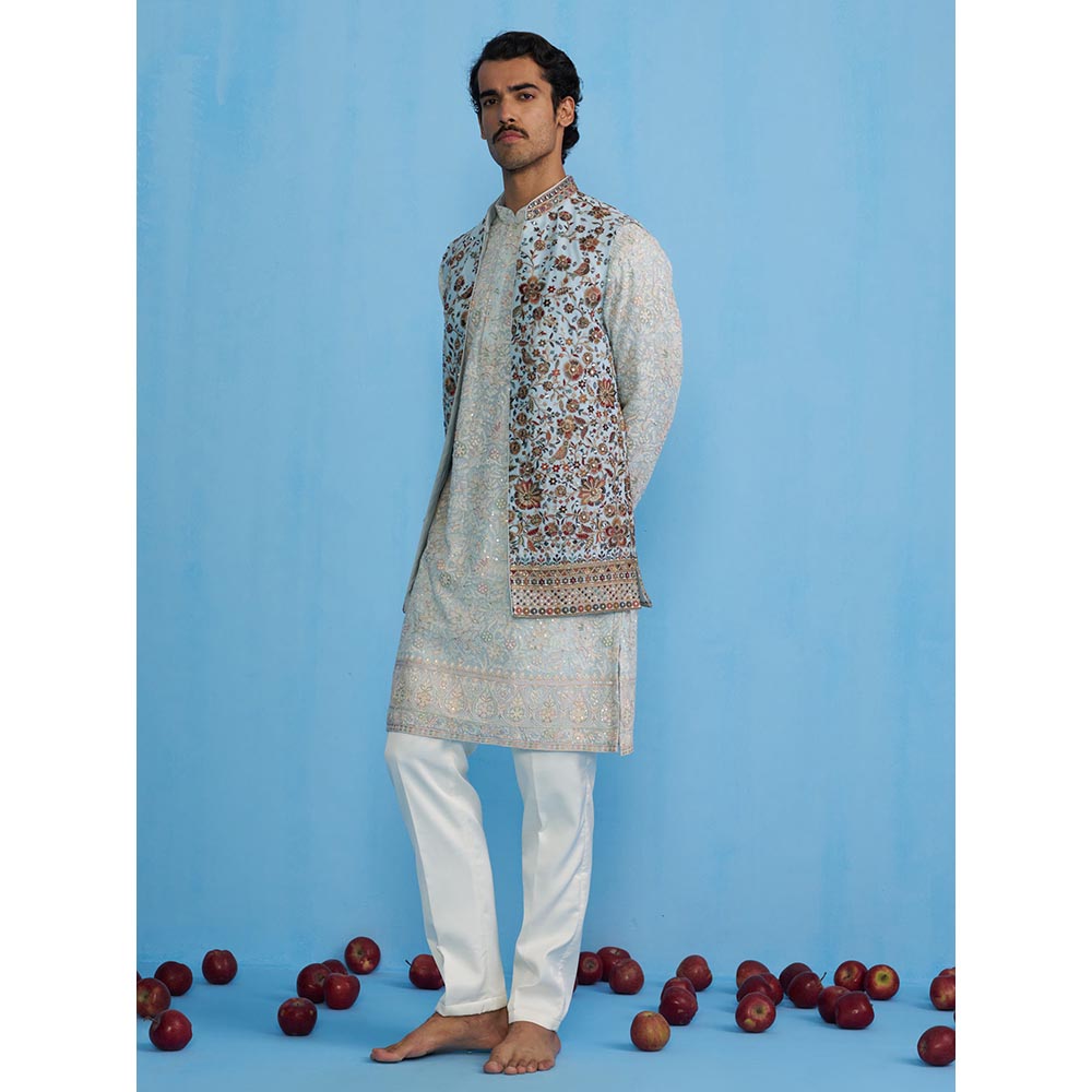 KALPRAAG Gulab Sky Kurta with Jacket and Pant