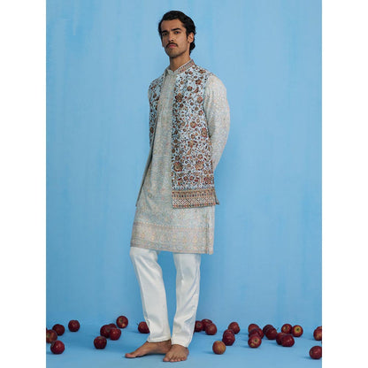 KALPRAAG Gulab Sky Kurta with Jacket and Pant