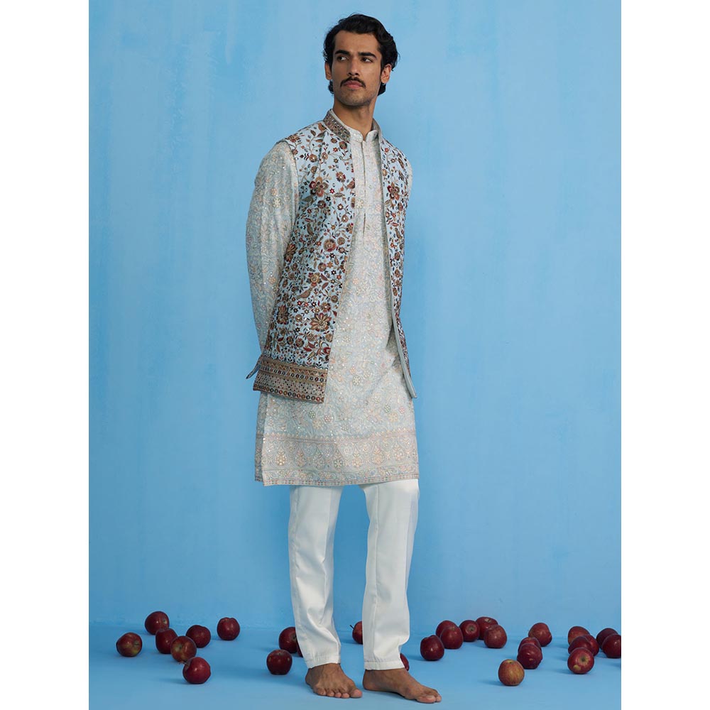 KALPRAAG Gulab Sky Kurta with Jacket and Pant