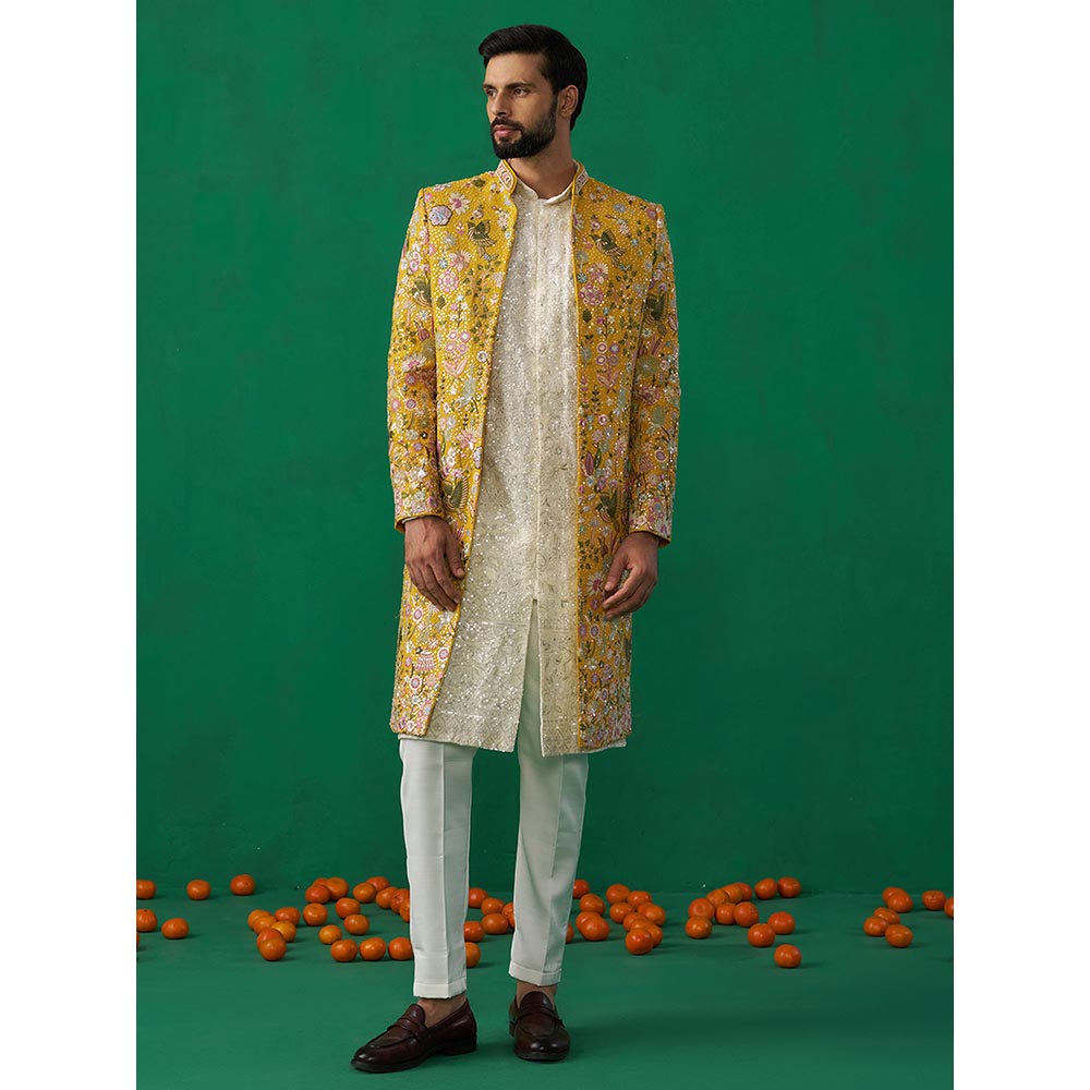 KALPRAAG Poolpankh Haldi Kurta with Jacket and Pant