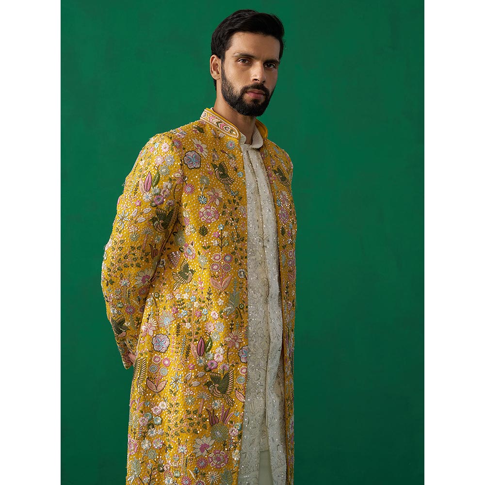 KALPRAAG Poolpankh Haldi Kurta with Jacket and Pant