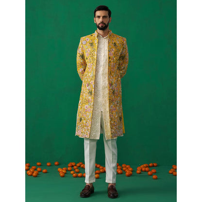 KALPRAAG Poolpankh Haldi Kurta with Jacket and Pant