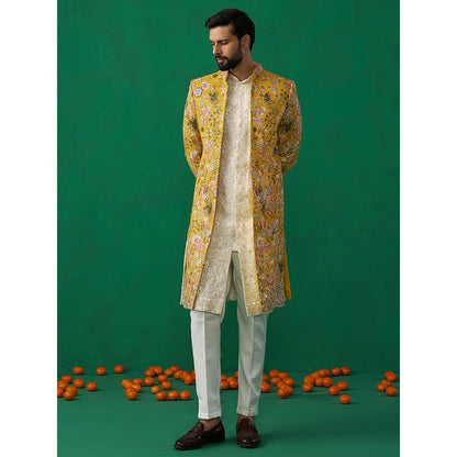 KALPRAAG Poolpankh Haldi Kurta with Jacket and Pant