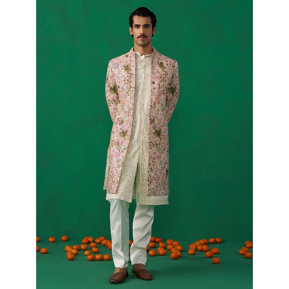 KALPRAAG Phoolpankh Pink Kurta with Jacket and Pant
