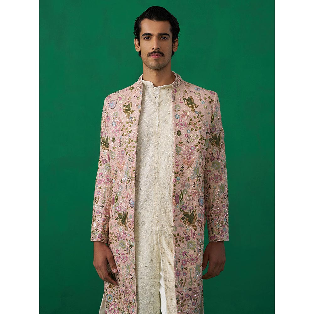 KALPRAAG Phoolpankh Pink Kurta with Jacket and Pant
