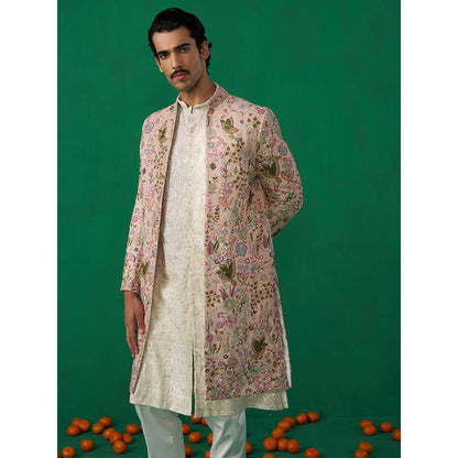 KALPRAAG Phoolpankh Pink Kurta with Jacket and Pant