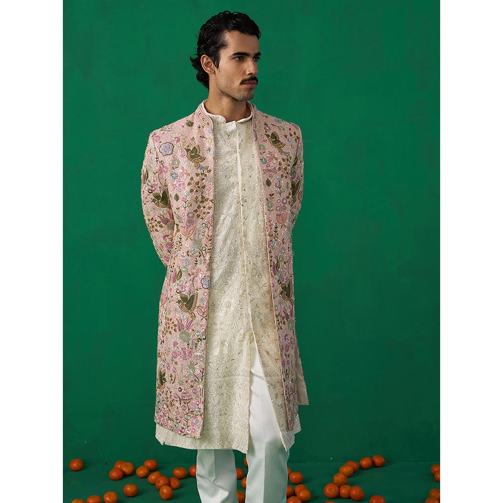 KALPRAAG Phoolpankh Pink Kurta with Jacket and Pant