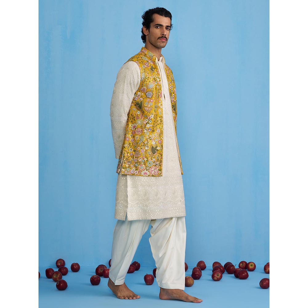 KALPRAAG Poolpankh Haldi Kurta with Jacket and Pant