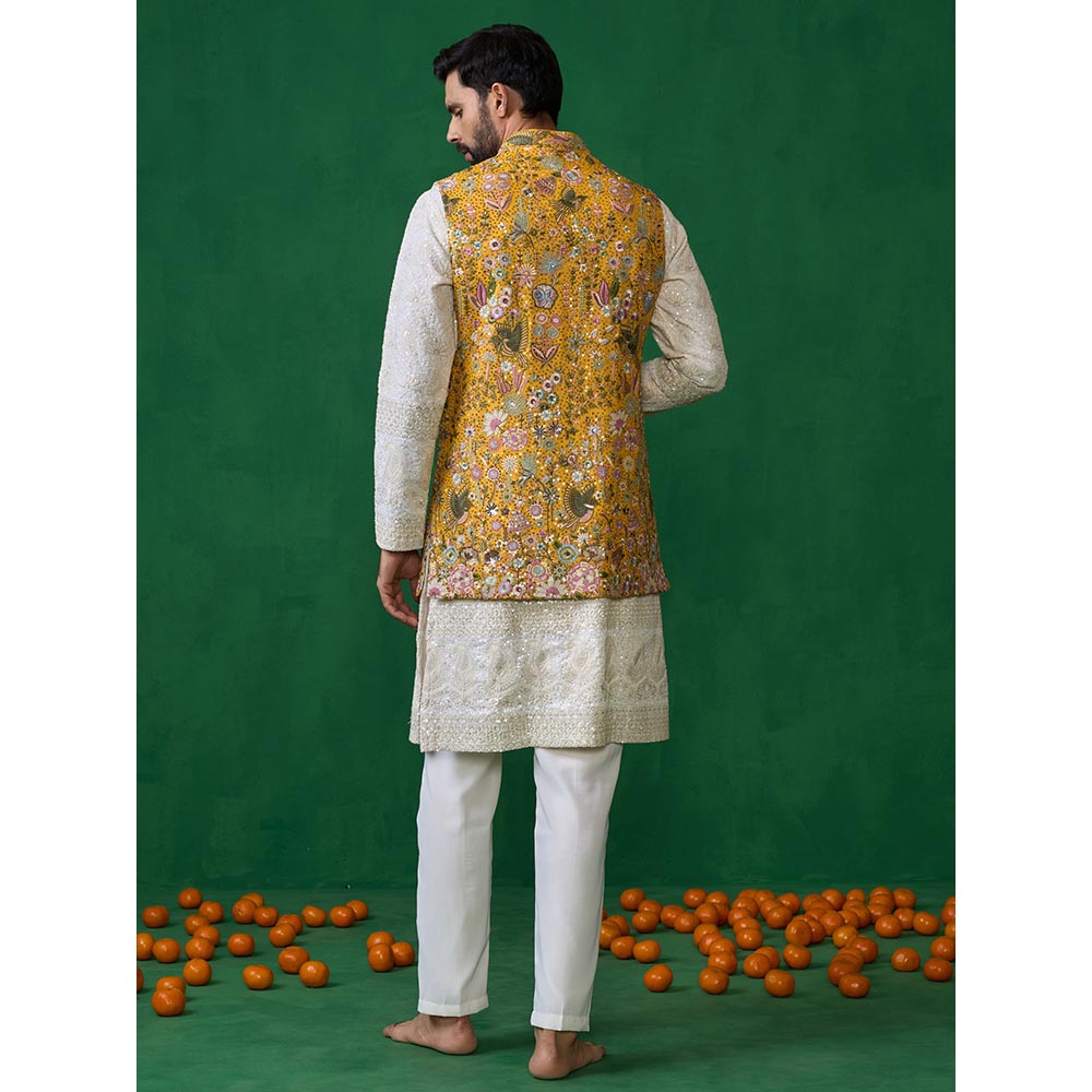 KALPRAAG Poolpankh Haldi Kurta with Jacket and Pant